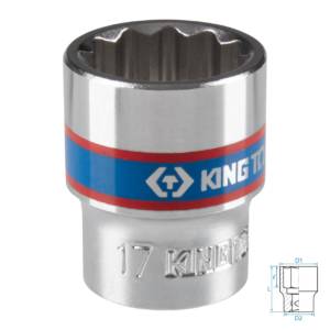 Головка торцевая стандартная двенадцатигранная 3/8″, 17 мм KING TONY 333017M