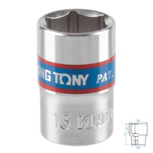 Головка торцевая стандартная шестигранная 3/8″, 13 мм KING TONY 333513M