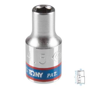 Головка торцевая стандартная шестигранная 1/4″, 4,5 мм KING TONY 233545M