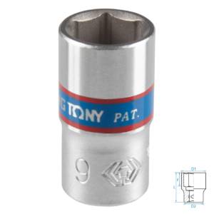Головка торцевая стандартная шестигранная 1/4″, 9 мм KING TONY 233509M